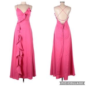Luxxel Slit Front Ruffle Maxi Dress